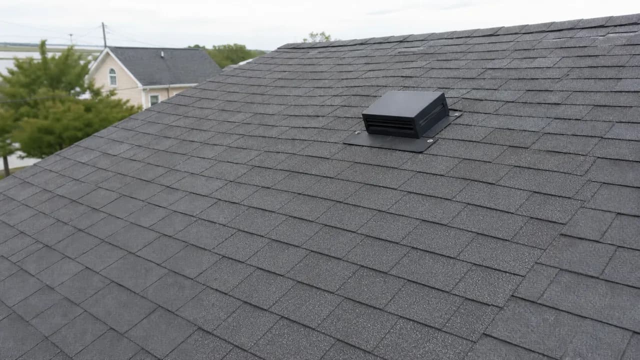 Photo of the same roof section after shingle repair, with new shingles installed